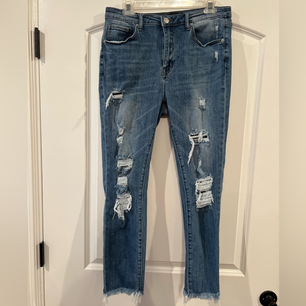 RISEN High Rise Distressed Skinny Jean
